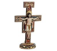 DRW Crufix Jésus en Croix Byzantine résine Peinte à la Main 27 cm