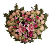 DRW Cœur de roses roses pour mariages, églises, cimetières, tombes 10 x 60 x 60 cm