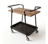 DRW Desserte avec 1 tiroir et 1 étagère en Bois et métal Naturel et Noir 60 x 56 x 34 cm