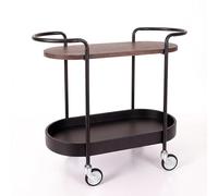 DRW Desserte avec 1 tiroir et 1 étagère en Bois et métal Naturel et Noir 63 x 68 x 33 cm