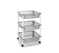DRW Desserte de Cuisine 3 paniers PVC argenté 40 x 30 x 61,5 cm