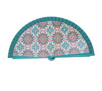 DRW Éventail en Bois décoré avec des mosaïques Vertes 42 cm