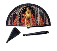 DRW Éventail en Bois décoré avec la Vierge de la Candelaria 42 cm
