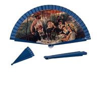 DRW Éventail en Bois décoré avec Le Tableau du déjeuner des rameurs de Renoir 42 cm