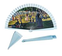 DRW Éventail en bois décoré avec tableau après-midi de dimanche sur l'île de la Grande Jatte de Seurat 42 cm