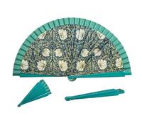 DRW Éventail en Bois décoré avec Tableau pimpinela Willaim Morris 42 cm