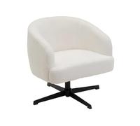 DRW Fauteuil pivotant en Tissu Boucle et métal en Blanc et Noir