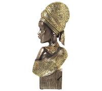 DRW Figure d Un Buste d Une Africaine en Résine dorée 18x9x42cm