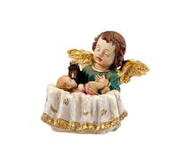 DRW Figurine Ange Gardien avec Fille résine Peinte à la Main 5 cm