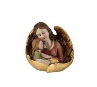 DRW Figurine Ange Gardien avec Une Fille dans Ses Bras en résine Peinte à la Main 11 cm