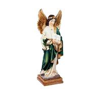 DRW Figurine Archange Saint Gabriel Protecteur d'ouvriers des Communications, facteurs, Ambassadeurs, journalistes et messagers en résine Peinte à la Main 9 x 9 x 32 cm