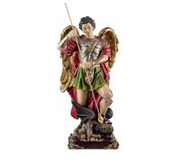 DRW Figurine Archange Saint Michel avec Armure protectrice Contre Le Mauvais Patron des policiers, Soldats, défenseurs, église militante en résine Peinte à la Main 20 x 20 x 40 cm