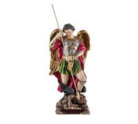 DRW Figurine Archange Saint Michel avec Armure protectrice Contre Le Mauvais Patron des policiers, Soldats, défenseurs, église militante en résine Peinte à la Main 14 x 14 x 30 cm