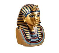DRW Figurine Buste Toutankhamon Roi égyptien doré en résine Peinte à la Main 18 x 14 x 26 cm