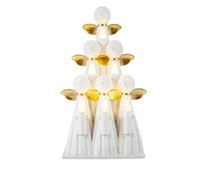 DRW Figurine d'anges en échelle Blancs et dorés en résine Peints à la Main 16 x 27 cm