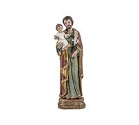 DRW Figurine de Saint Joseph avec l'enfant en résine Peinte à la Main Style Tissu gaufré de 20 cm