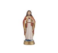 DRW Figurine du Sacré-Cœur de Jésus en résine Peinte à la Main 13 cm