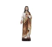 DRW Figurine du Sacré-Cœur de Jésus en résine Peinte à la Main Style Bois Clair de 20 cm