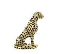 DRW Figurine d'un Léopard Assis en résine Noire et dorée 11 x 21 x 26 cm