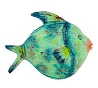 DRW Figurine d'un Poisson de Fer en Bleu et Vert 32 x 12 x 24 cm