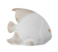 DRW Figurine d'un Poisson en céramique Blanc Sable et doré 32 x 16 x 26 cm