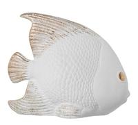 DRW Figurine d'un Poisson en céramique Blanc Sable et doré 37 x 18 x 31 cm