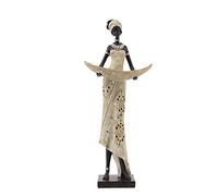 DRW Figurine d'une Africaine avec Bol Bateau en résine 25 x 15 x 61 cm