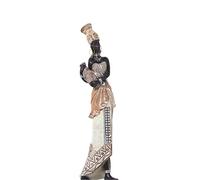 DRW Figurine d'une Africaine avec Chant en Blanc et doré 8 x 7 x 33 cm