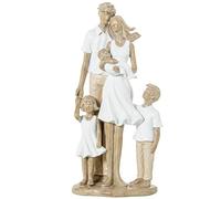 DRW Figurine d'une Famille en résine Blanche, Beige et Naturelle 25 x 11 x 7 cm
