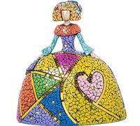 DRW Figurine d'une ménine cœur mosaïque en résine multicolore 15 x 27 x 28 cm