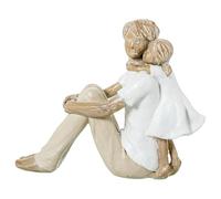 DRW Figurine Homme avec Fille en résine Blanche, Beige et Naturelle 11 x 13 x 4 cm