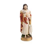 DRW Figurine Jésus Bon Berger Résine Peinte à la Main 20 cm