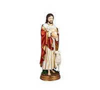 DRW Figurine Jésus Bon Berger Résine Peinte à la Main 30 cm