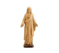 DRW Figurine Sacré-Cœur de Jésus imitant Bois Résine Peint à la Main 20 cm