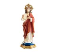 DRW Figurine Sacré-Cœur de Jésus Résine Peinte à la Main 22 cm