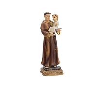 DRW Figurine Saint Antoine de Padoue avec l'enfant Jésus en résine Peinte à la Main 3 x 3 x 11 cm