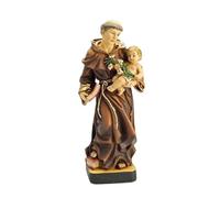 DRW Figurine Saint Antoine Enfant et Fleurs Résine Peinte à la Main 20 cm