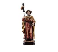 DRW Figurine Saint-Jacques Apostol en résine Peinte à la Main, Tons Rouges et Bruns 13 cm