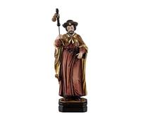DRW Figurine Saint-Jacques Apostol en résine Peinte à la Main, Tons Rouges et Bruns 20 cm