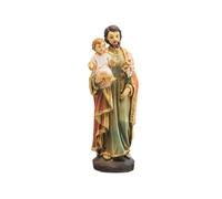 DRW Figurine Saint Joseph avec Enfant en résine Peinte à la Main 5 x 5 x 13 cm