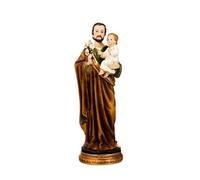 DRW Figurine Saint Joseph avec Enfant en résine Peinte à la Main 8 x 8 x 22 cm