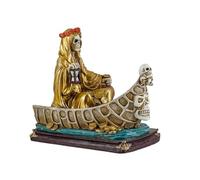 DRW Figurine Sainte Mort dorée Assise sur Un Bateau en résine Peinte à la Main 24 x 10 x 21 cm