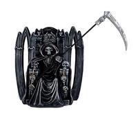 DRW Figurine Sainte Mort Noire Assise sur trône en résine Peinte à la Main 14 x 9 x 15 cm