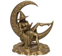 DRW Figurine sorcière Assise sur la Lune Couleur Bronze fabriquée en PLA | 15,4x13,6x18 cm
