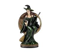 DRW Figurine sorcière Verte Assise sur Une Pleine Lune résine Peinte à la Main 40 cm