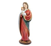 DRW Figurine Vierge avec Enfant sur Bras en résine Peinte à la Main 12 x 13 x 40 cm