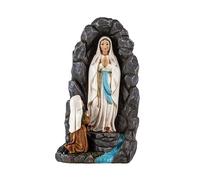 DRW Figurine Vierge de Lourdes dans la Grotte en résine Peinte à la Main 11 x 8 x 20 cm