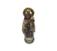 DRW Figurine Vierge Del Carmen Style Bois Vieux Peint à la Main 13 cm