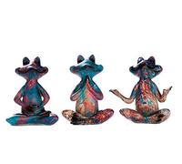 DRW GH36489 Lot de 3 Grenouilles de Yoga en résine 4 x 7,5 x 10 cm