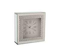 DRW Horloge carrée avec Miroir argenté et Miroir 15 x 5 x 15 cm